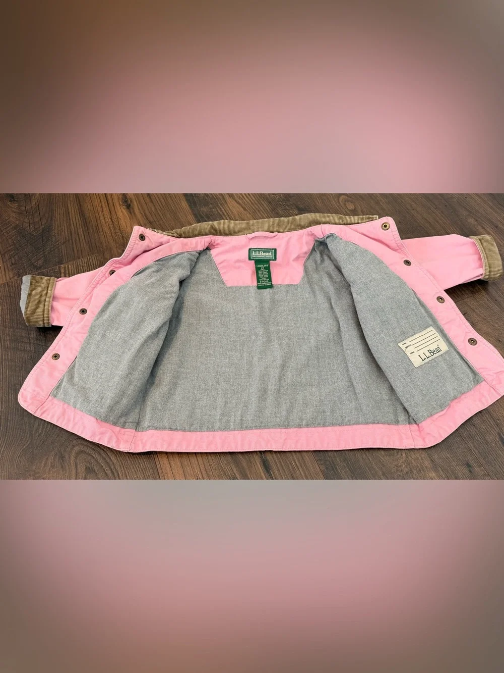Vintage L.L. Bean Girls Chore Barn Canvas Coat Utility Jacket in Pink Size 2T